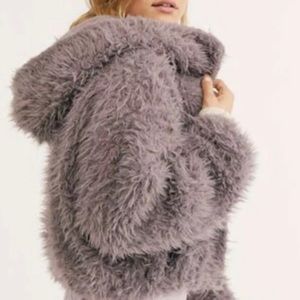 Free People faux fur purple jacket